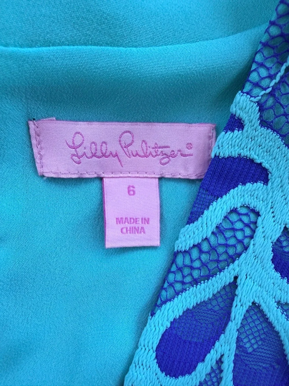 Lilly Pulitzer Devina Brewster Blue Light Flora Lace Shift Dress Size 6 - Picture 4 of 6